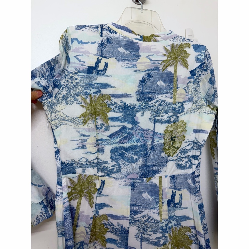 Emporio Sirenuse Tracey Vesuvius Caftan Maxi Dress Blue Volcano Floral Print M L - Picture 13 of 16